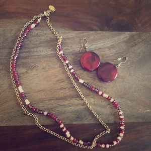 Necklace and Earring Bundle- Red